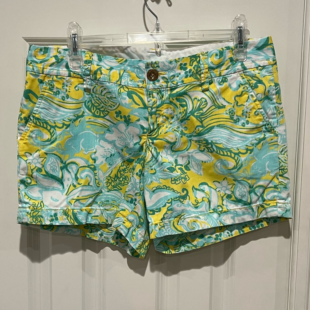 Lilly Pulitzer Dandelion Yellow Beach Gypsies Callahan Shorts Sz 6